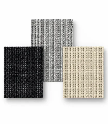 Échantillons de toile screen noire, grise et beige