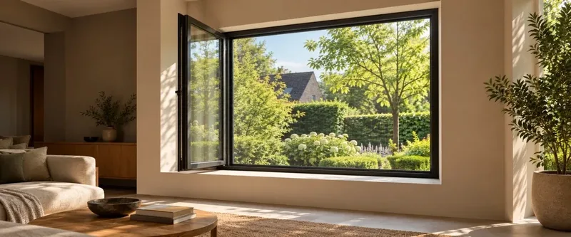 Moustiquaire fine installée dans une fenêtre